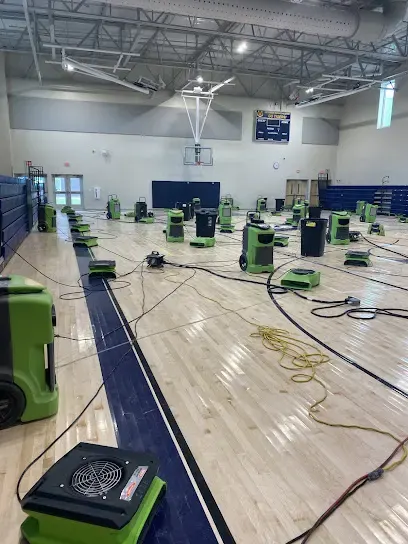 Air movers drying a commercial space after water damage in Agoura Hills, CA