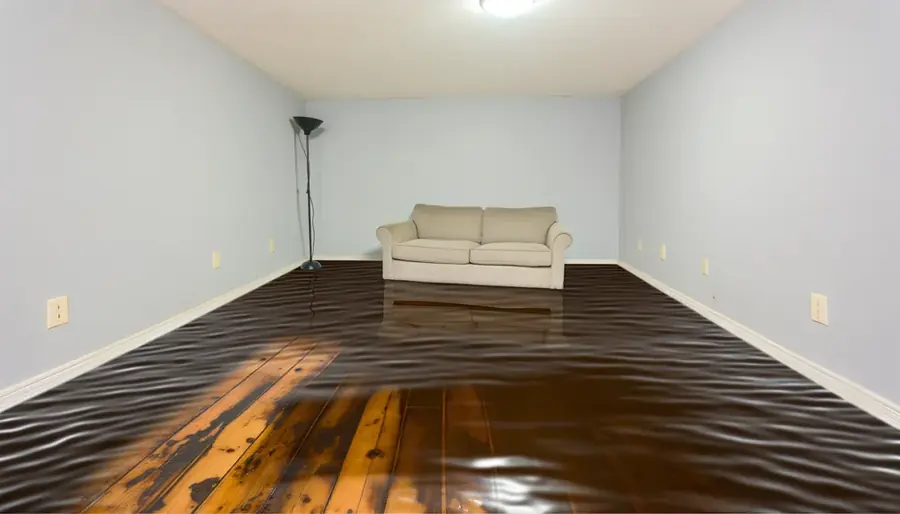 Flooded room with standing water on the floor in an Agoura Hills, CA home